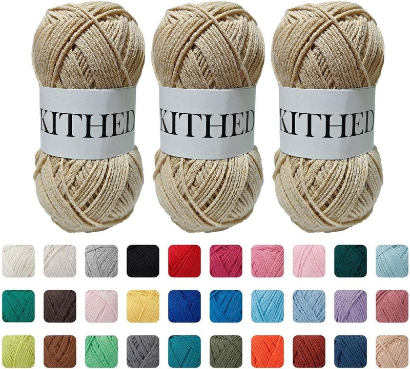 KITHED Cotton Yarn，10.5oz，526yard，3 Pack ，Soft Yarn for Crocheting and Knitting (17 Milk Coffee) - Image 1